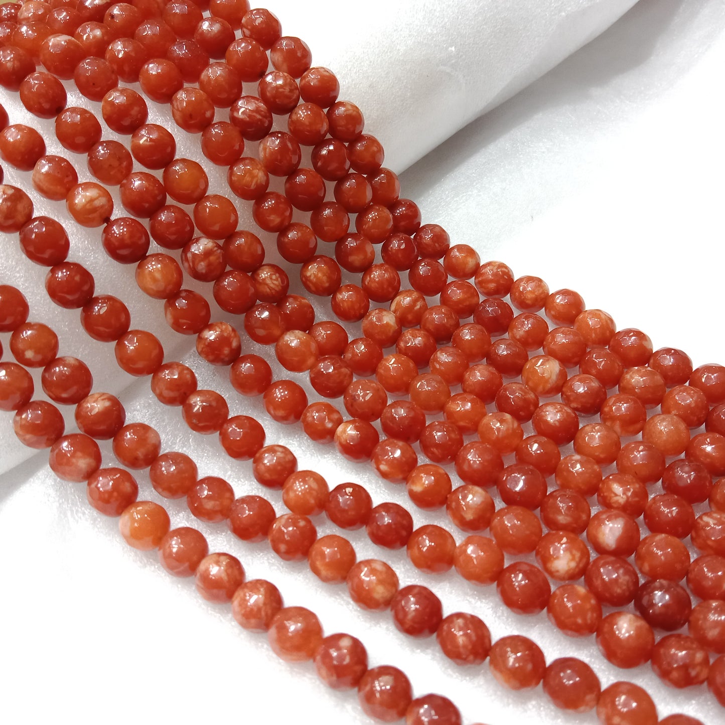 Orange texture agate beads (8mm)