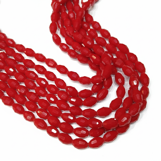 Coral Red High-Quality Oval Crystals 1 string