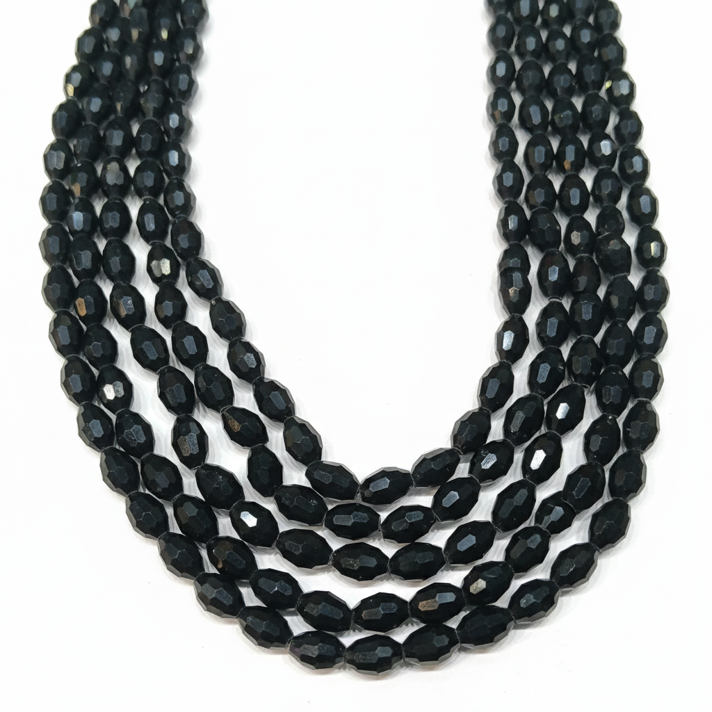 Black High-Quality Oval Crystals 1 string