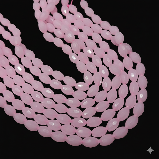 Baby Pink High-Quality Oval Crystals 1 string