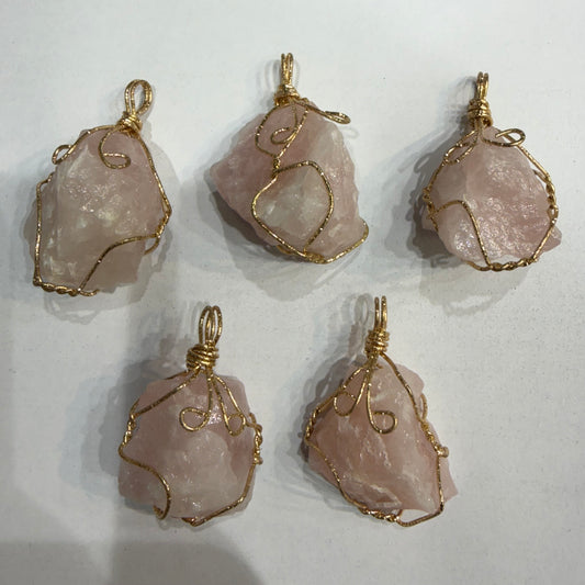 Raw Crystal Quartz Wire-Wrapped Pendants 1.5 inch size.