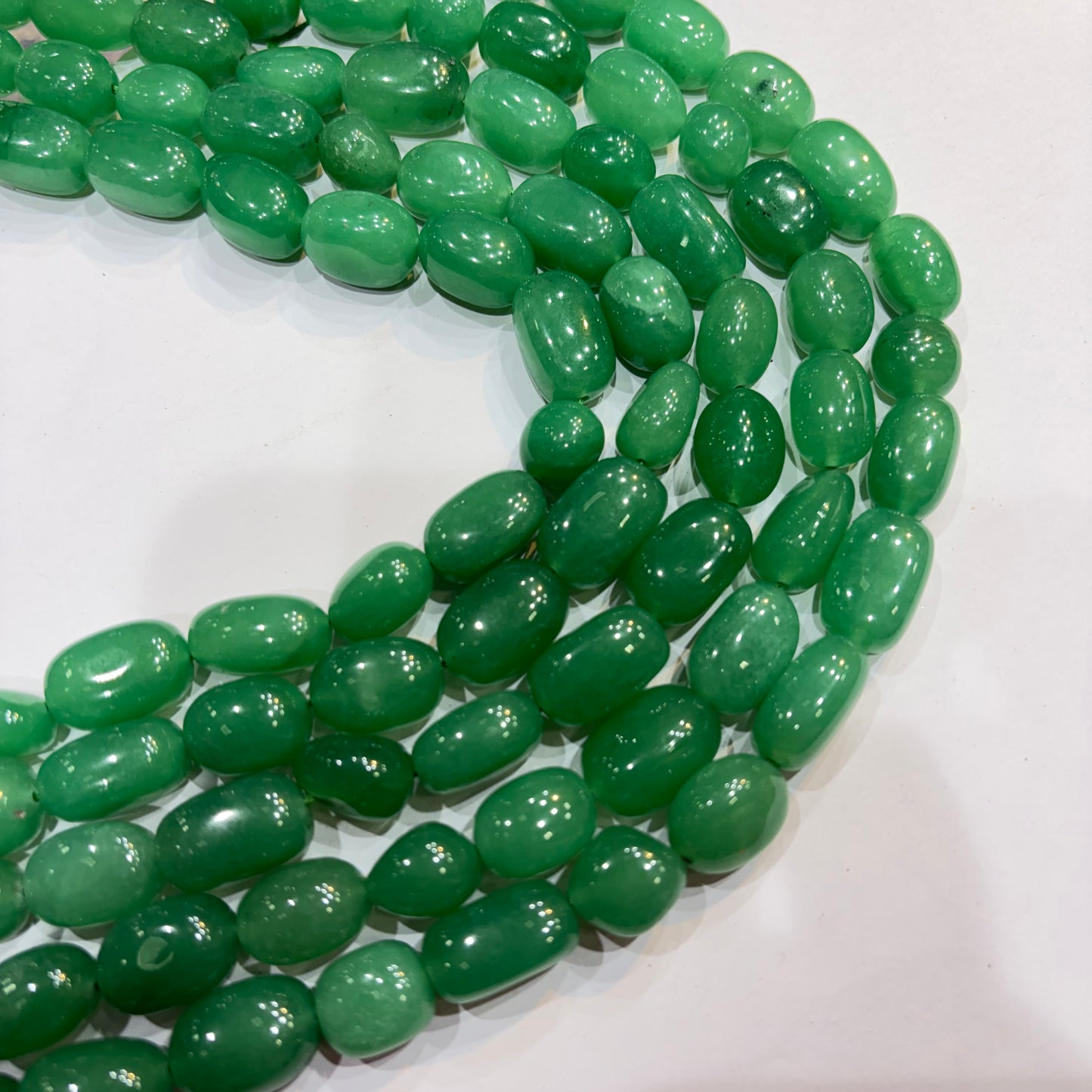Jade-tone green  agate beads 1 string 12x16mm