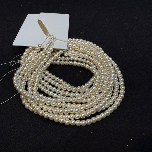 Metallic cream colour high quality round shape pearl beads 1 string.