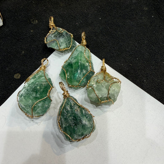 Raw Crystal Quartz Wire-Wrapped Pendants 1.5 inch size.
