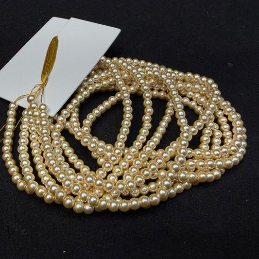 Metallic LCD golden colour high quality round shape pearl beads 1 string.