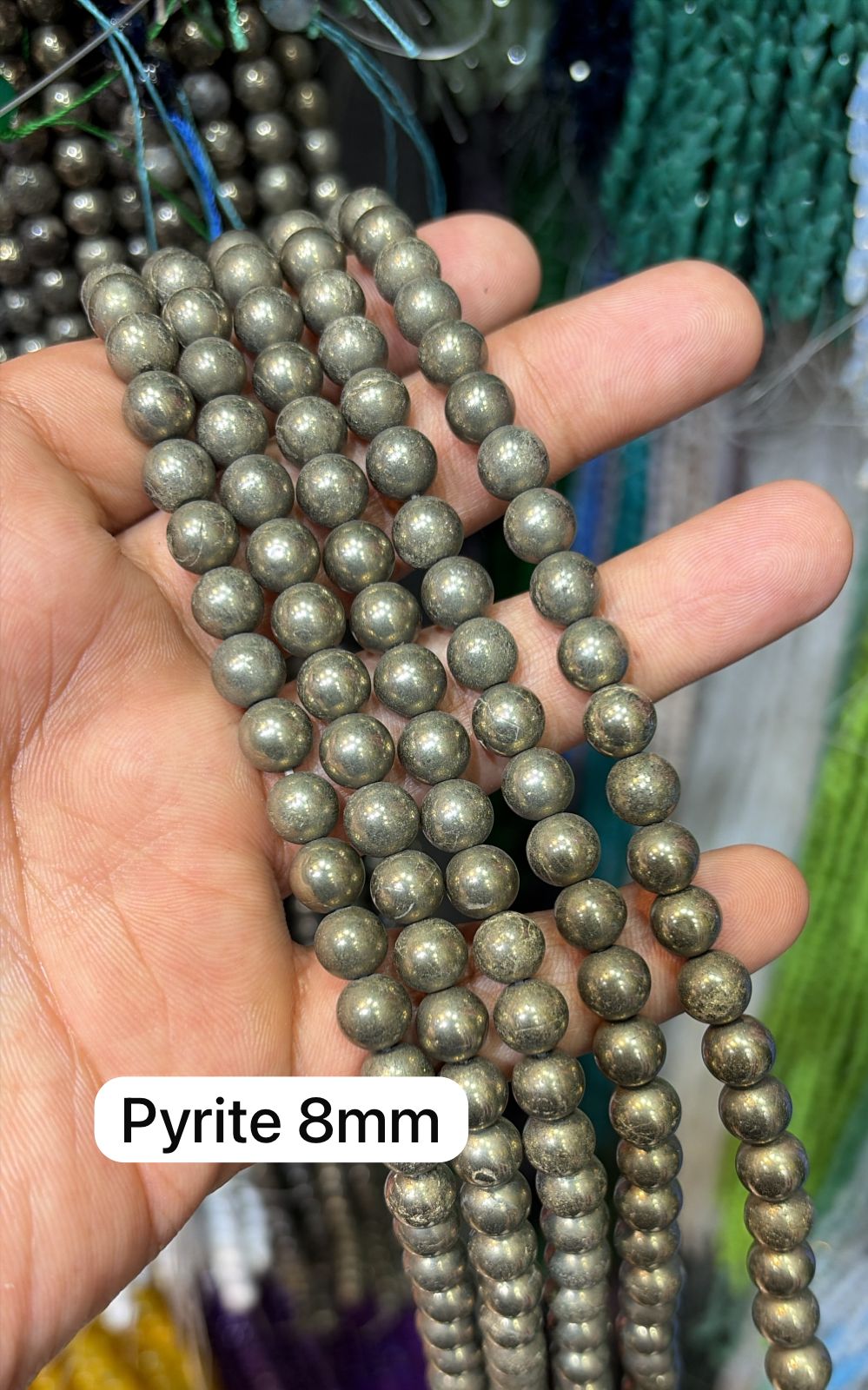 Pyrite high quality round shape 8mm 1 string.