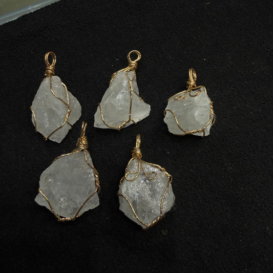 Raw Crystal Quartz Wire-Wrapped Pendants 1.5 inch size