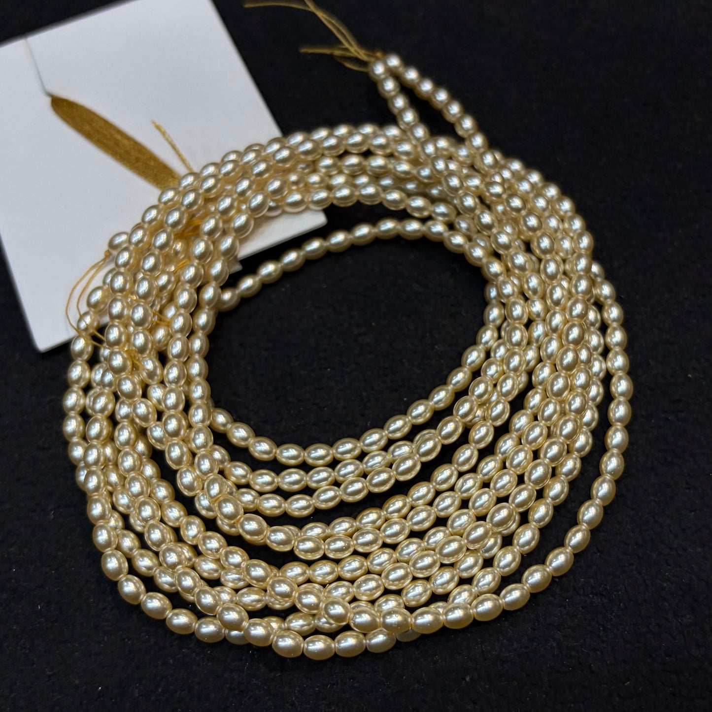 Metallic LCD golden colour high quality oval shape pearl beads 1 string.