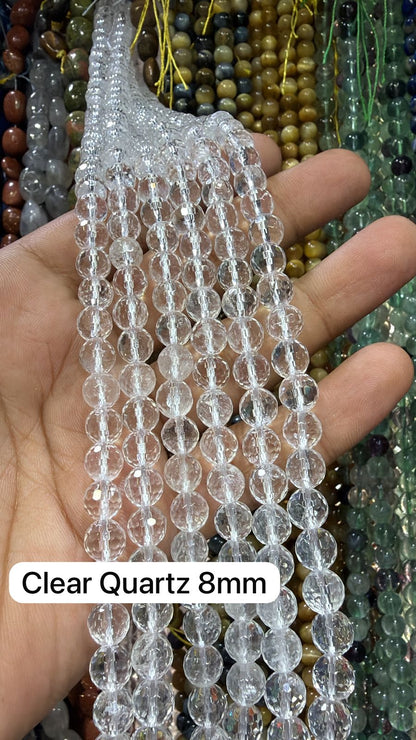 Clear quartz high quality round shape beads 8mm 1 string.