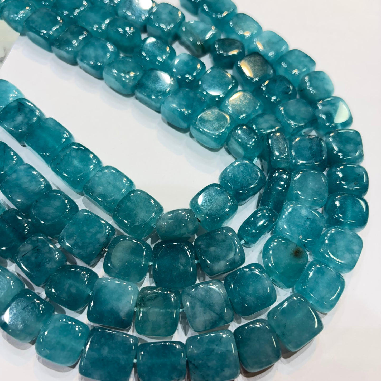 Ocean blue agate beads 1 string 14X14mm