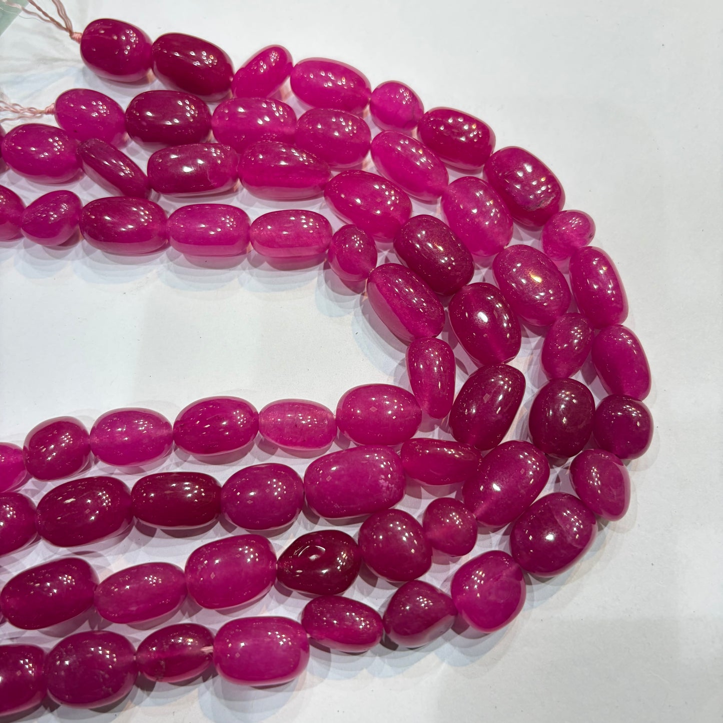 Magenta pink agate beads 1 string 12x16mm