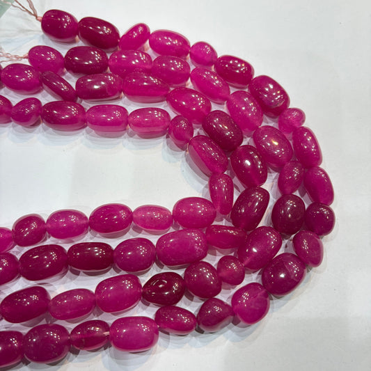 Magenta pink agate beads 1 string 12x16mm