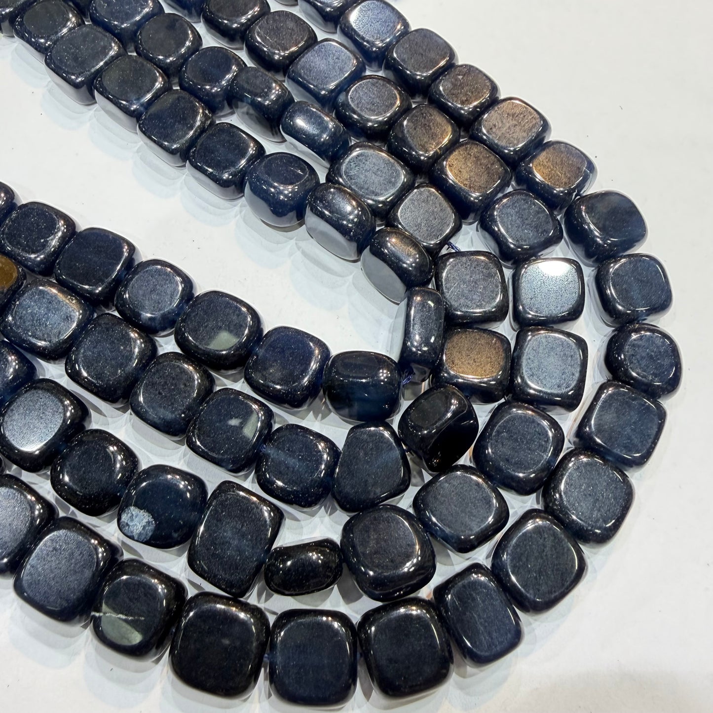 Midnight blue agate beads 1 string 14X14mm