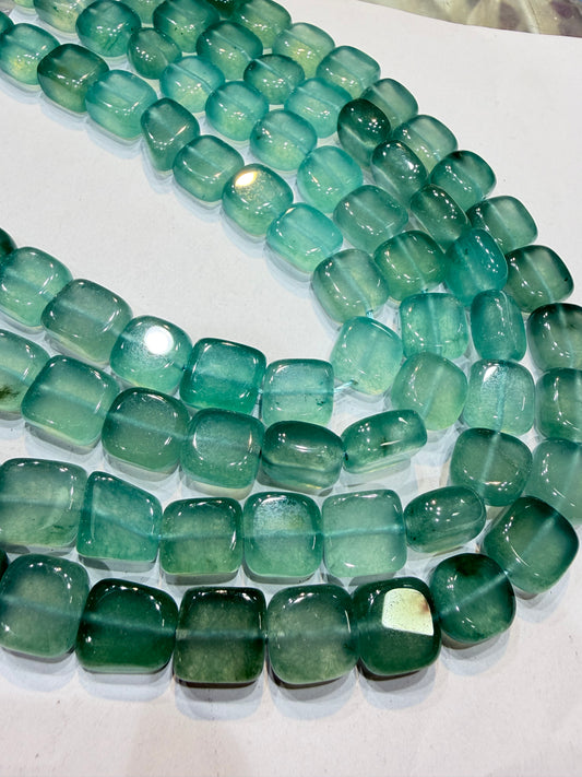 Shaded mint green agate beads 1 string 14X14mm