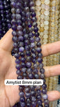 Amethyst high quality crystal round shape 8mm 1 string.