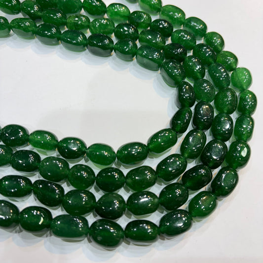 Forest green agate beads 1 string 12x16mm