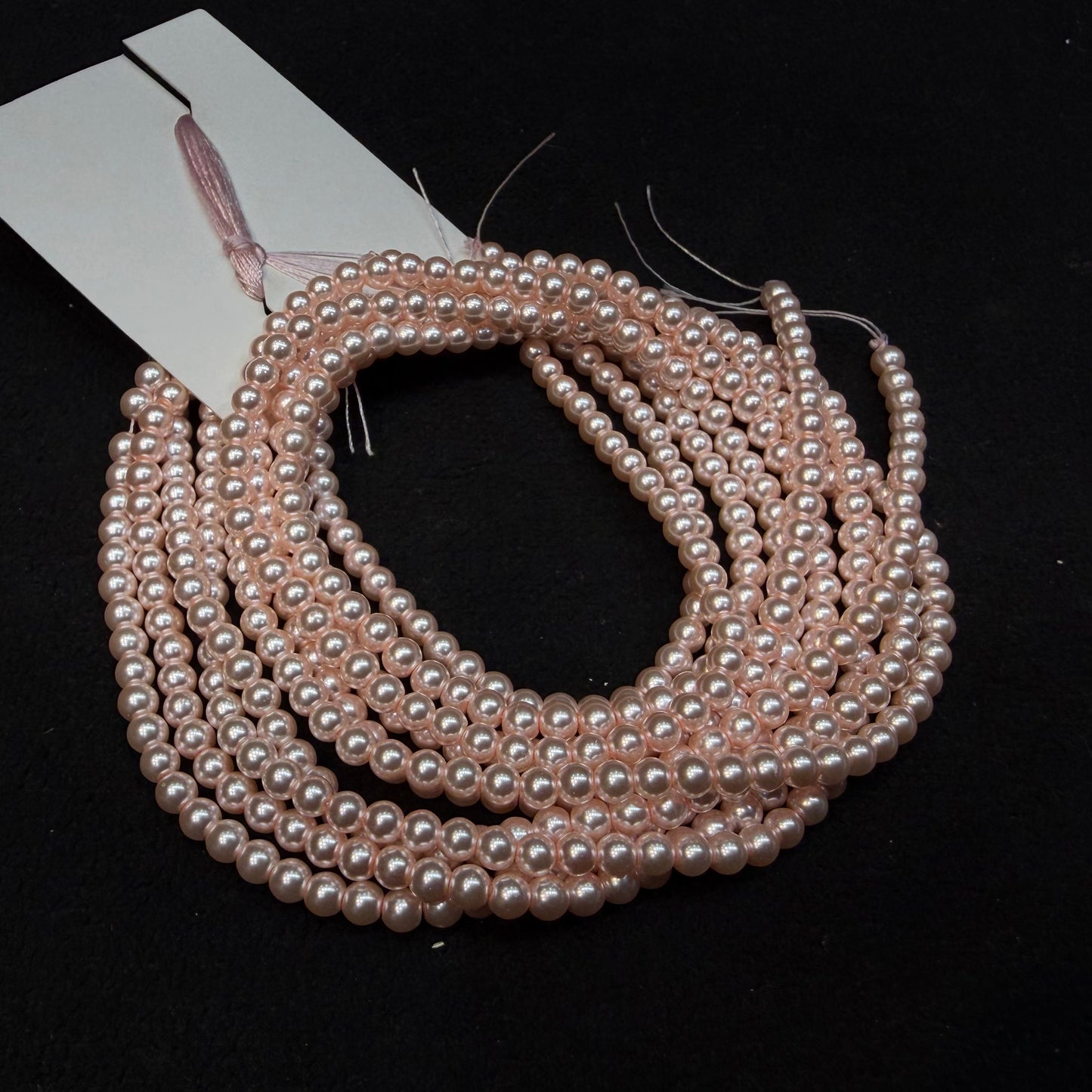 Metallic Pink colour high quality round shape pearl beads 1 string.