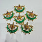 Buy now Royal green and white Chandrakor kundan  connector 10 pcs big size 1.5 inches