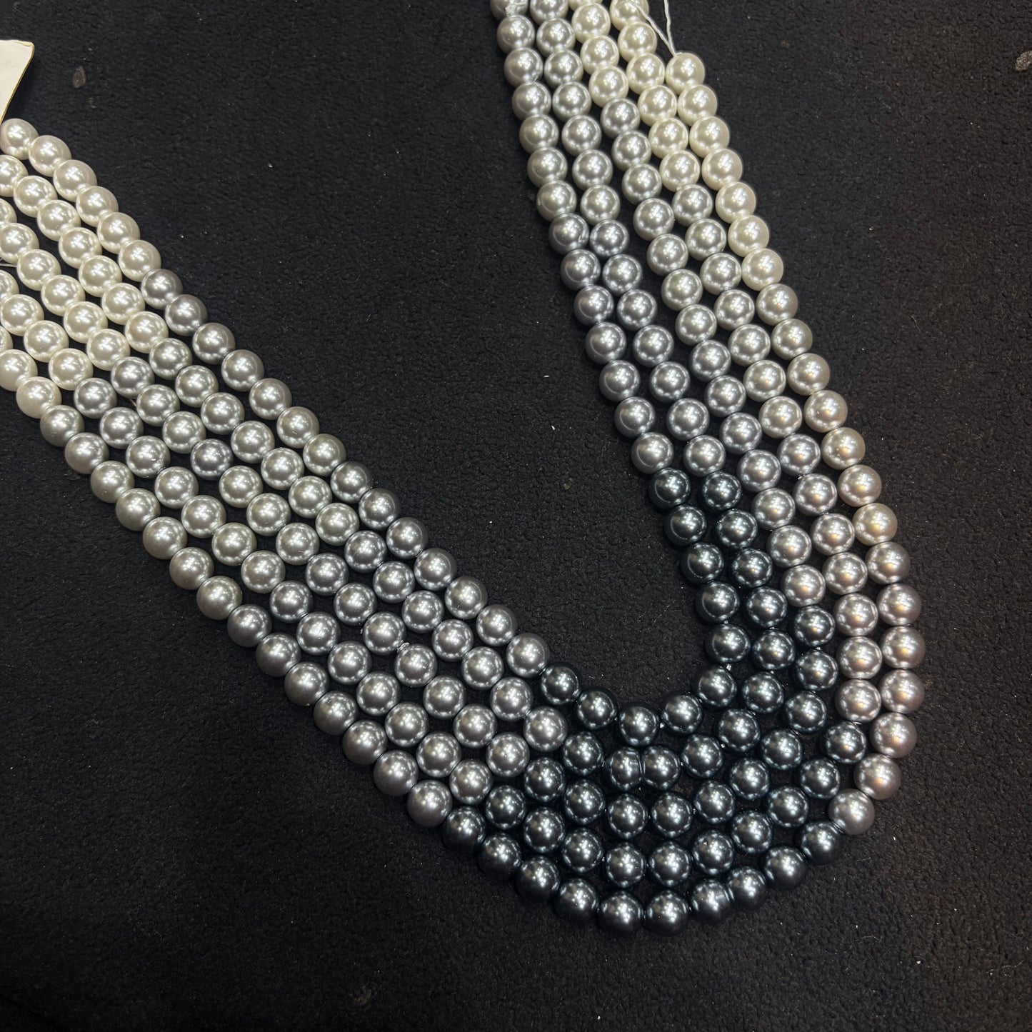 Grey with white shaded High quality mettalic pearl beads 1 string