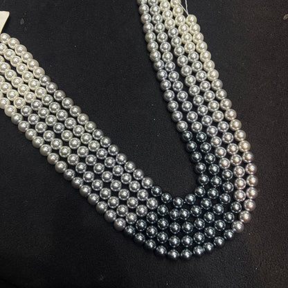 Grey with white shaded High quality mettalic pearl beads 1 string