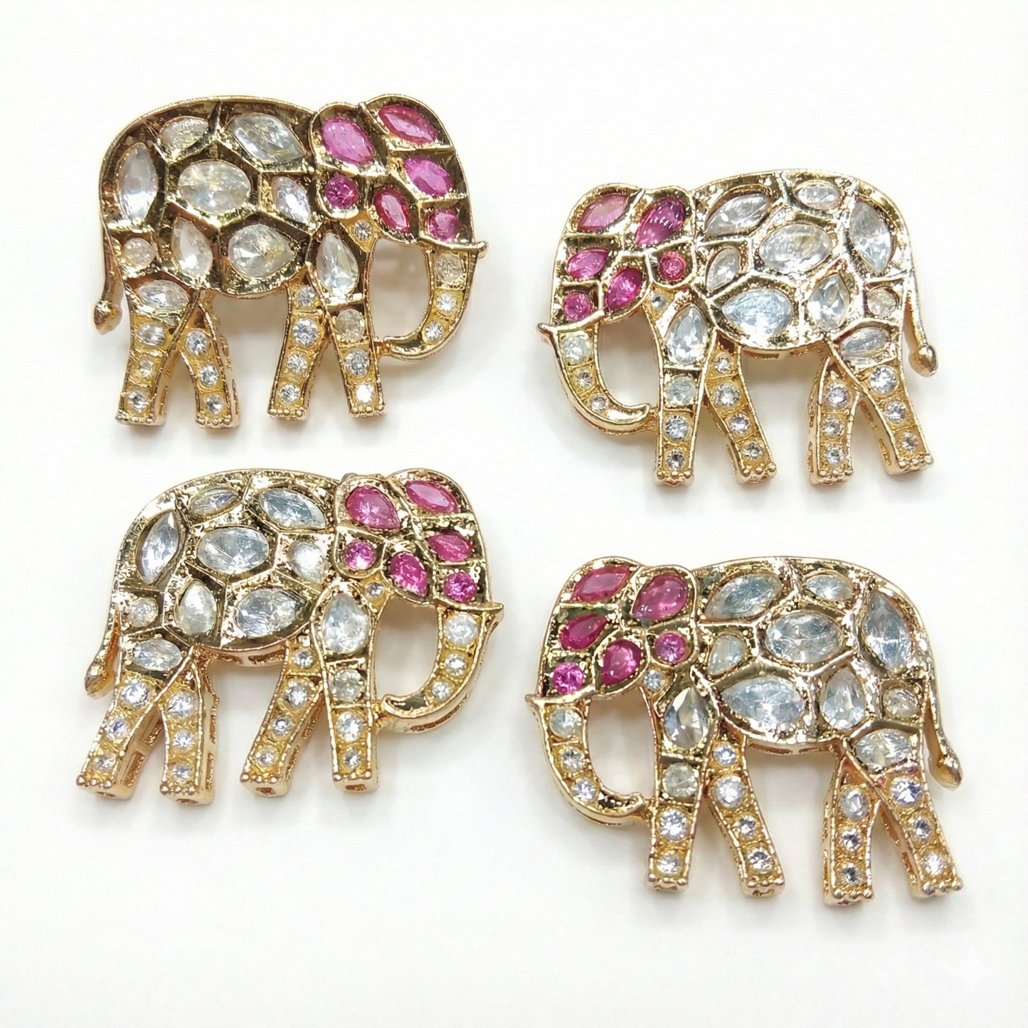 High Quality kundan Elephant Connectors - 2pcs