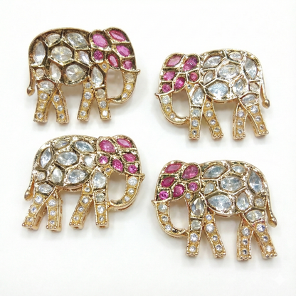 High Quality kundan Elephant Connectors - 2pcs