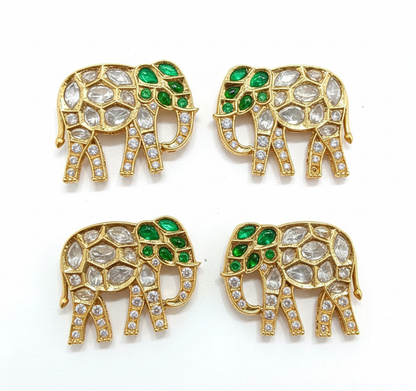 High Quality kundan Elephant Connectors - 2pcs