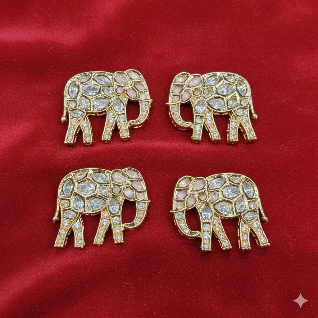 High Quality kundan Elephant Connectors - 2pcs
