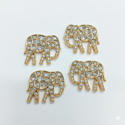 High Quality kundan Elephant Connectors - 2pcs