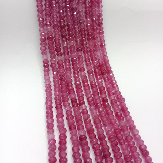Shaded pink  High Quality agateRondell Beads  4mm 1 string