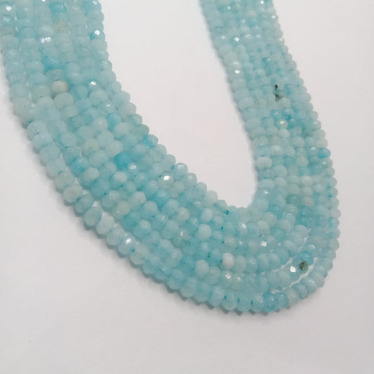 Sea blue High Quality agateRondell Beads  4mm 1 string