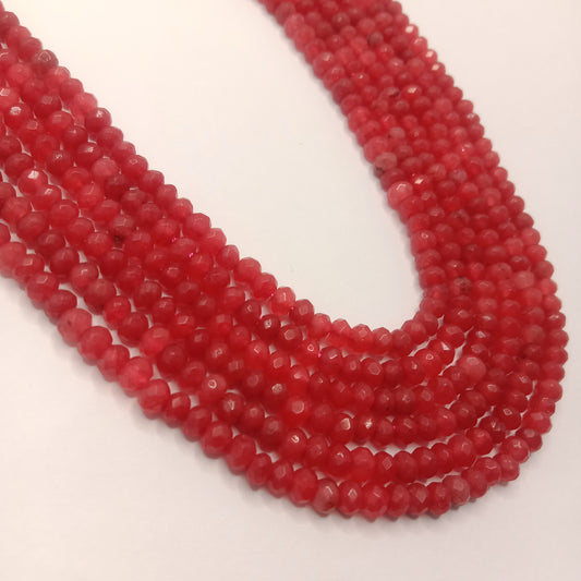 Tomato red High Quality agateRondell Beads  4mm 1 string