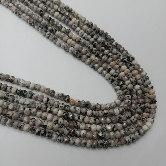 Texture white and black High Quality agateRondell Beads  4mm 1 string