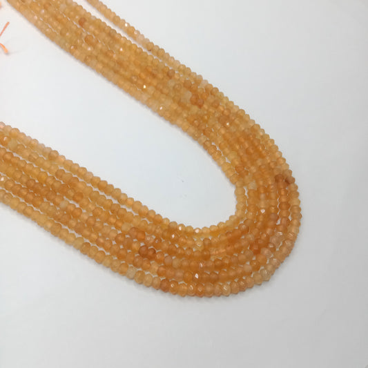 Golden yellow High Quality agate Rondell Beads 4mm 1 string
