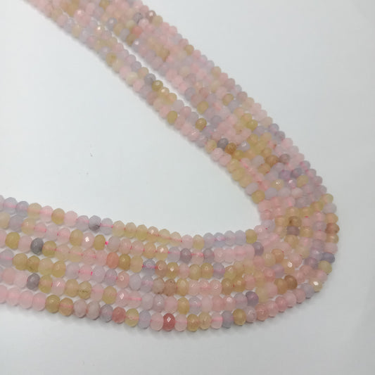Light multi High Quality agateRondell Beads  4mm 1 string