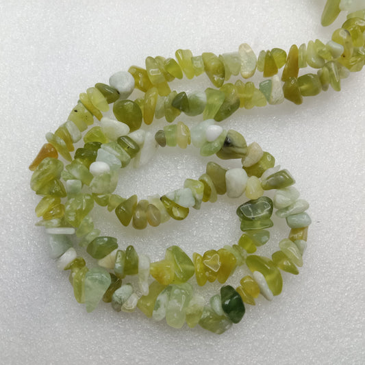 Lemon yellow jade chip Uncut stone beads 1 string