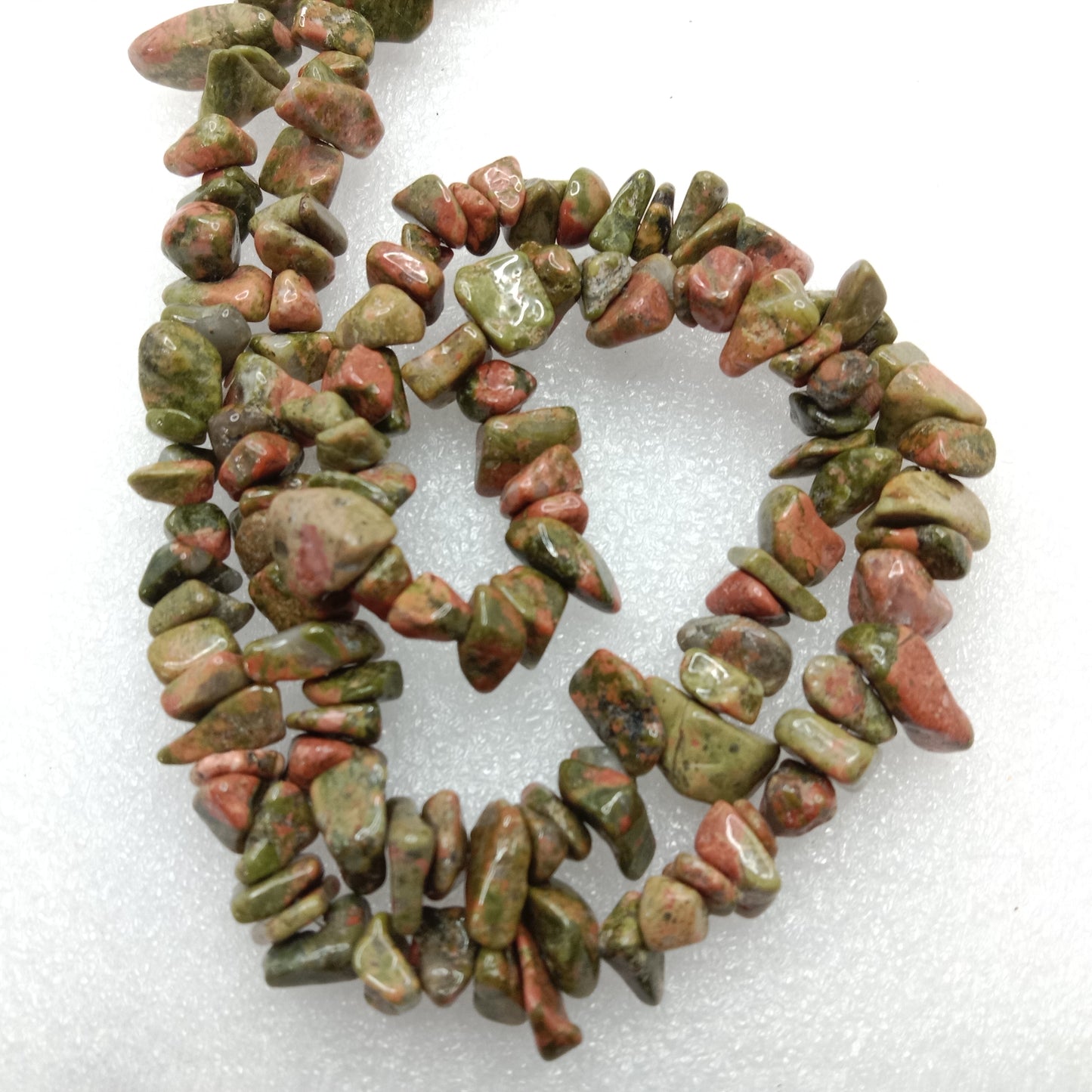 Unakite chip beads Uncut stone beads 1 string