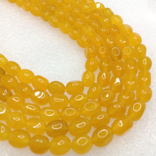 Yellow jade High quality tumble stone beads 1 string(8x11mm)