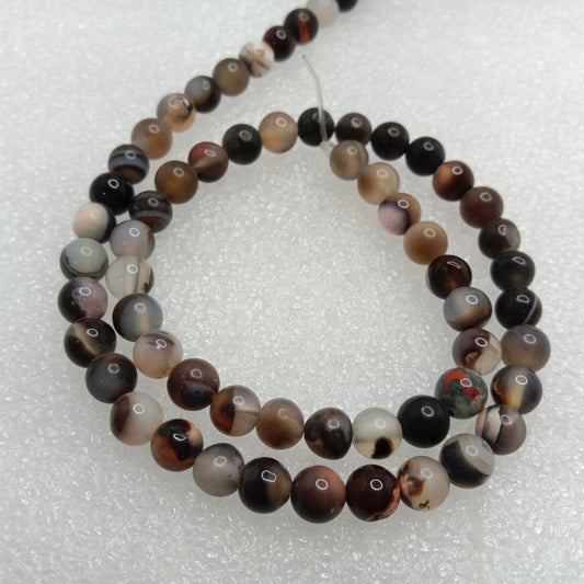 Multi colour 6mm plan agate beads 1 string