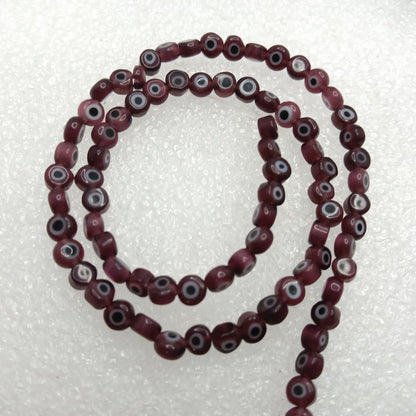 Dark red Evil eye flat shape beads 4mm 1 string