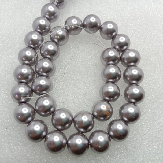 High quality grey metallic pearls  12 mm 1 string