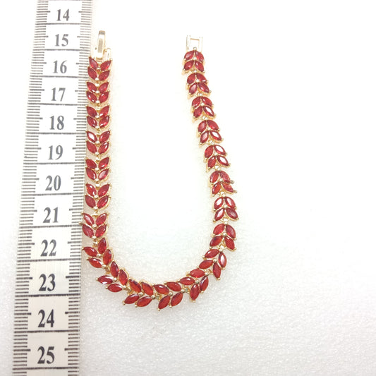 Red stone leave shape (1pcs) high quality AD bracelet (6 inches)