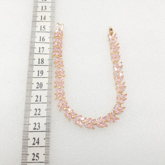 Light pink stone leave shape (1pcs) high quality AD bracelet (6 inches)