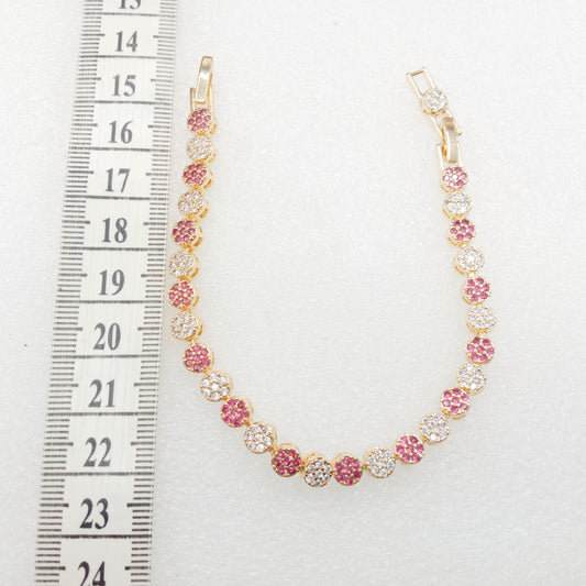pink stone round shape (1pcs) high quality AD bracelet (6 inches)