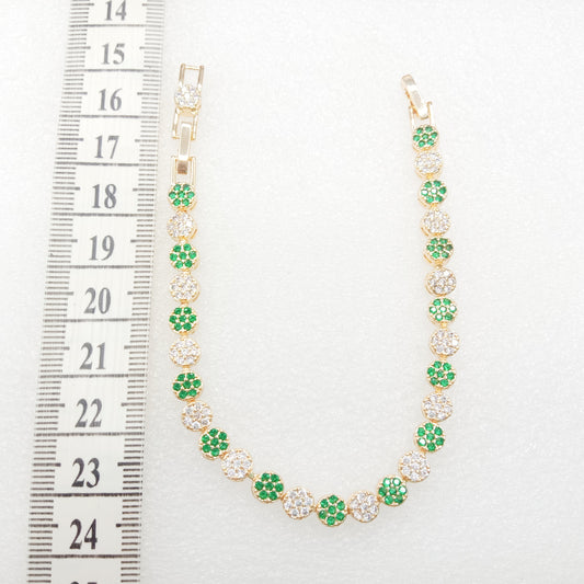 Dark green stone round shape (1pcs) high quality AD bracelet (6 inches)