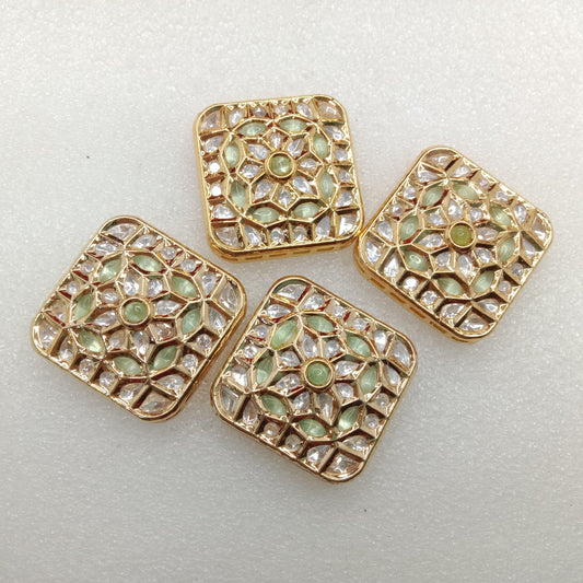 Mint (2pcs) high quality kundan connectors square shape 31mm(3cm)