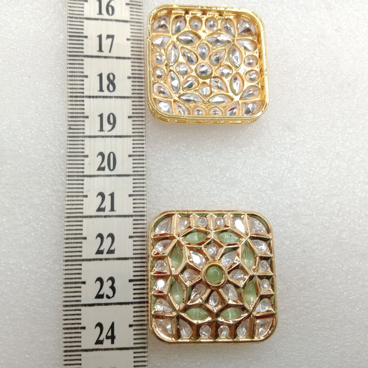 Mint (2pcs) high quality kundan connectors square shape 31mm(3cm)