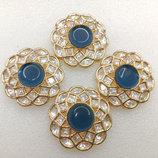 Dark blue(2pcs) high quality kundan connectors flower shape 37mm(4cm)