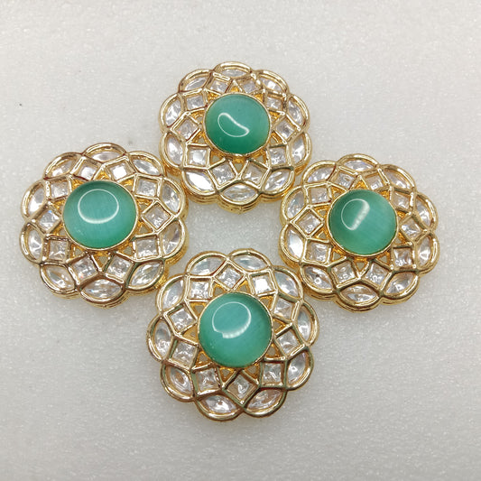 Mint (2pcs) high quality kundan connectors flower shape 37mm(4cm)