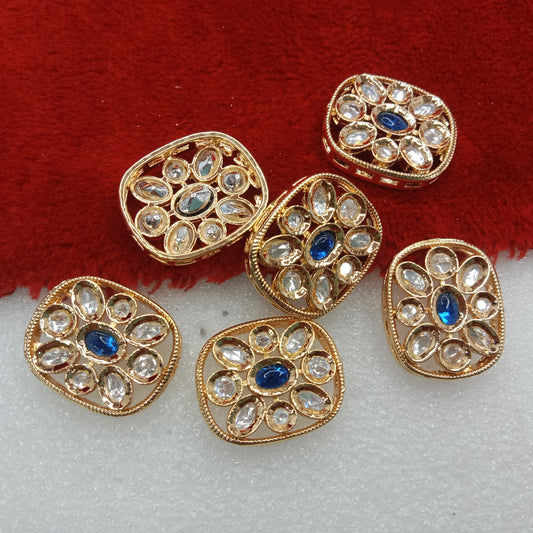 Dark blue (6pcs) high quality kundan connectors square shape 25mm(2cm)